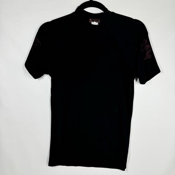 VTG 90s Y2K Dangerous Willie Shirt Mens Small Mock Neck Slinky Dragon Graphic - Picture 2 of 6